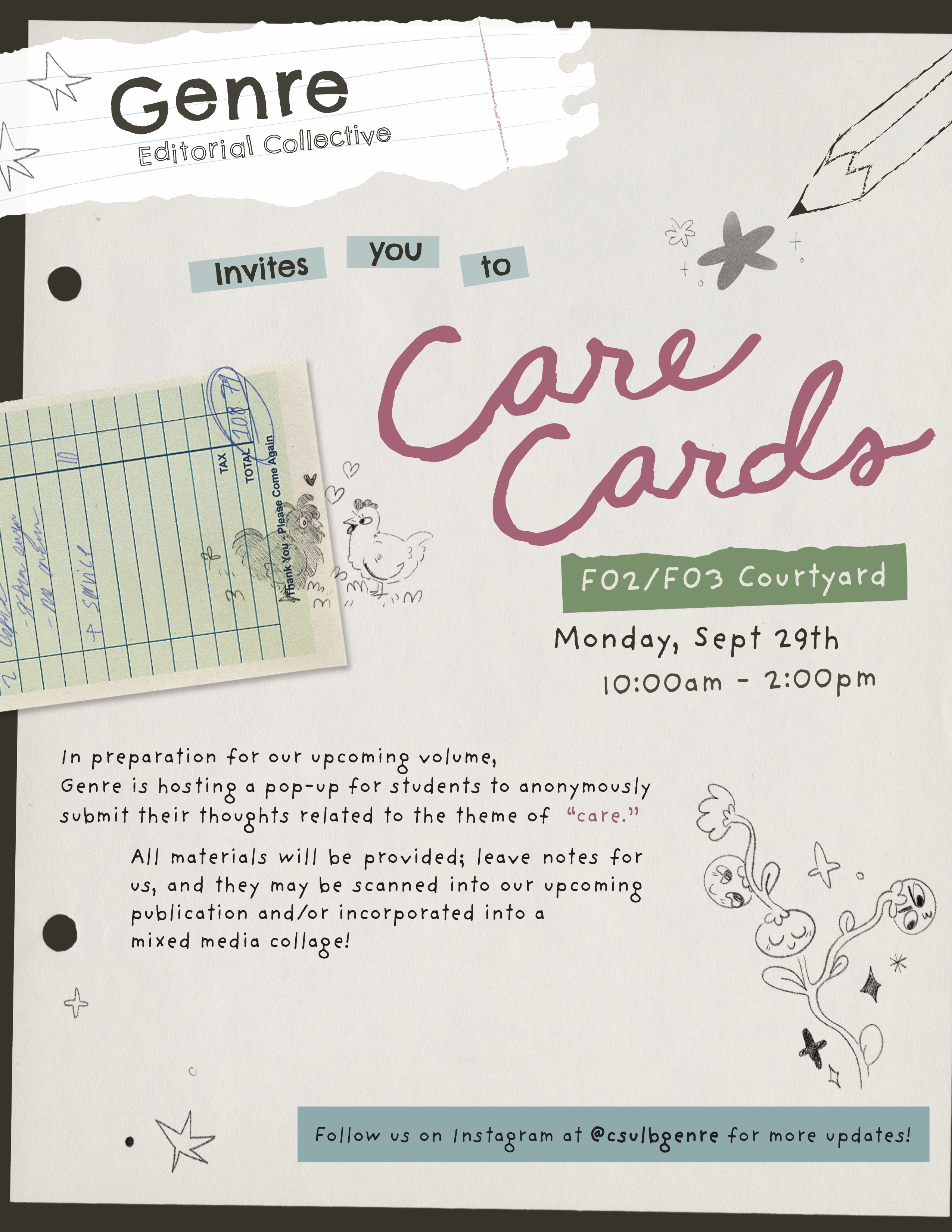 poster with info decorated with pencils and checklists