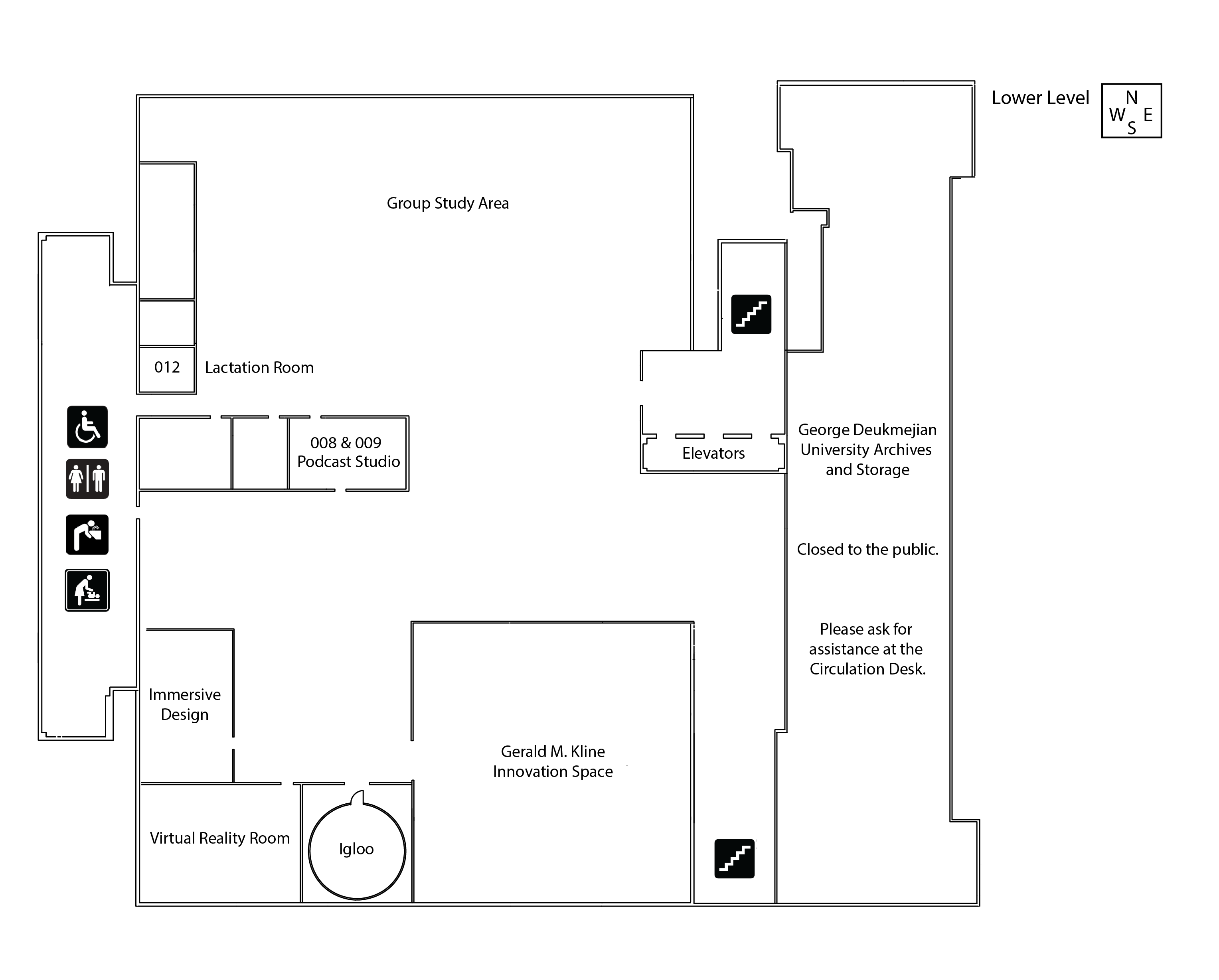 map of library lower level