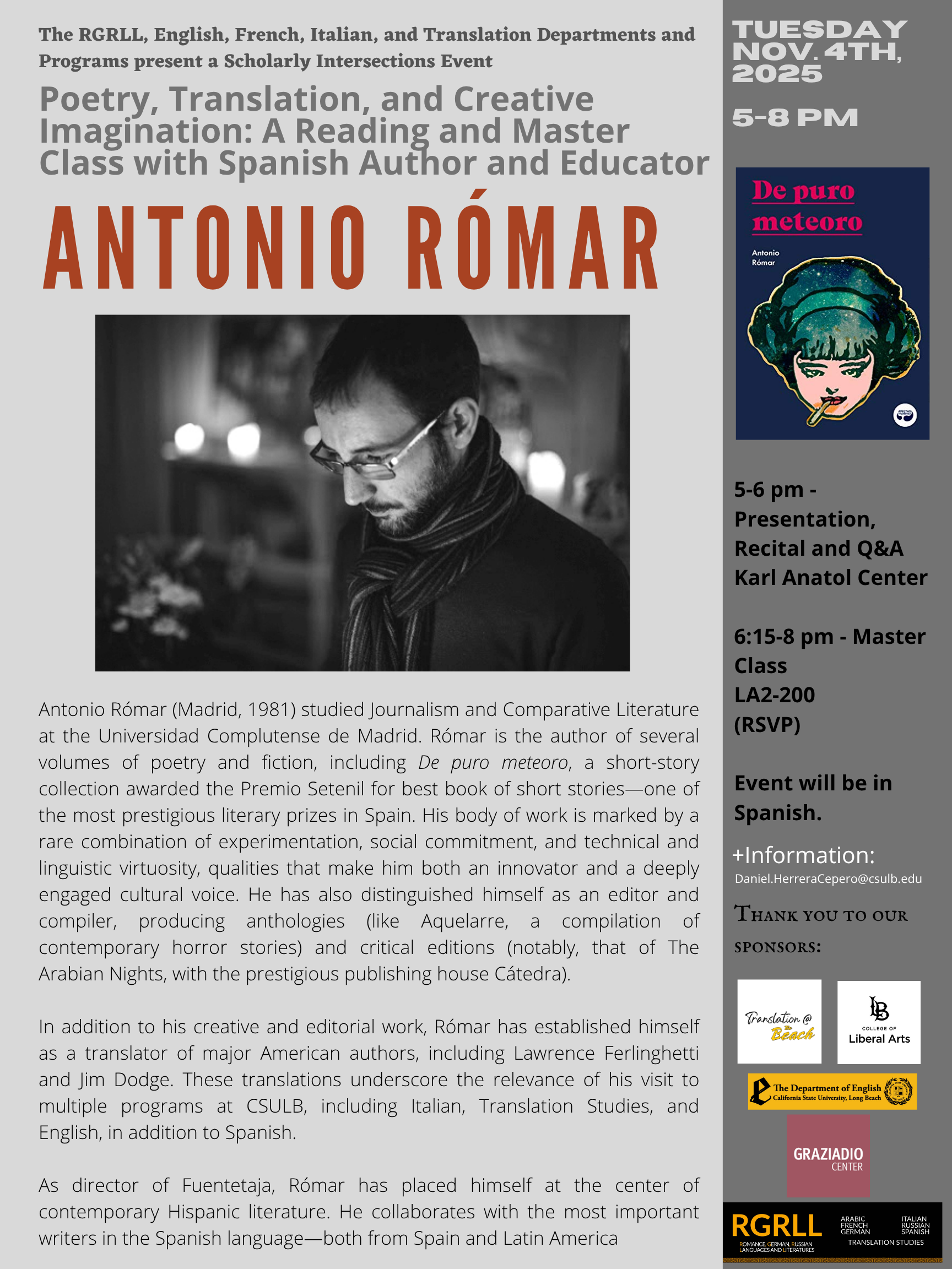 RGRLL Antonio Rómar Event Flyer