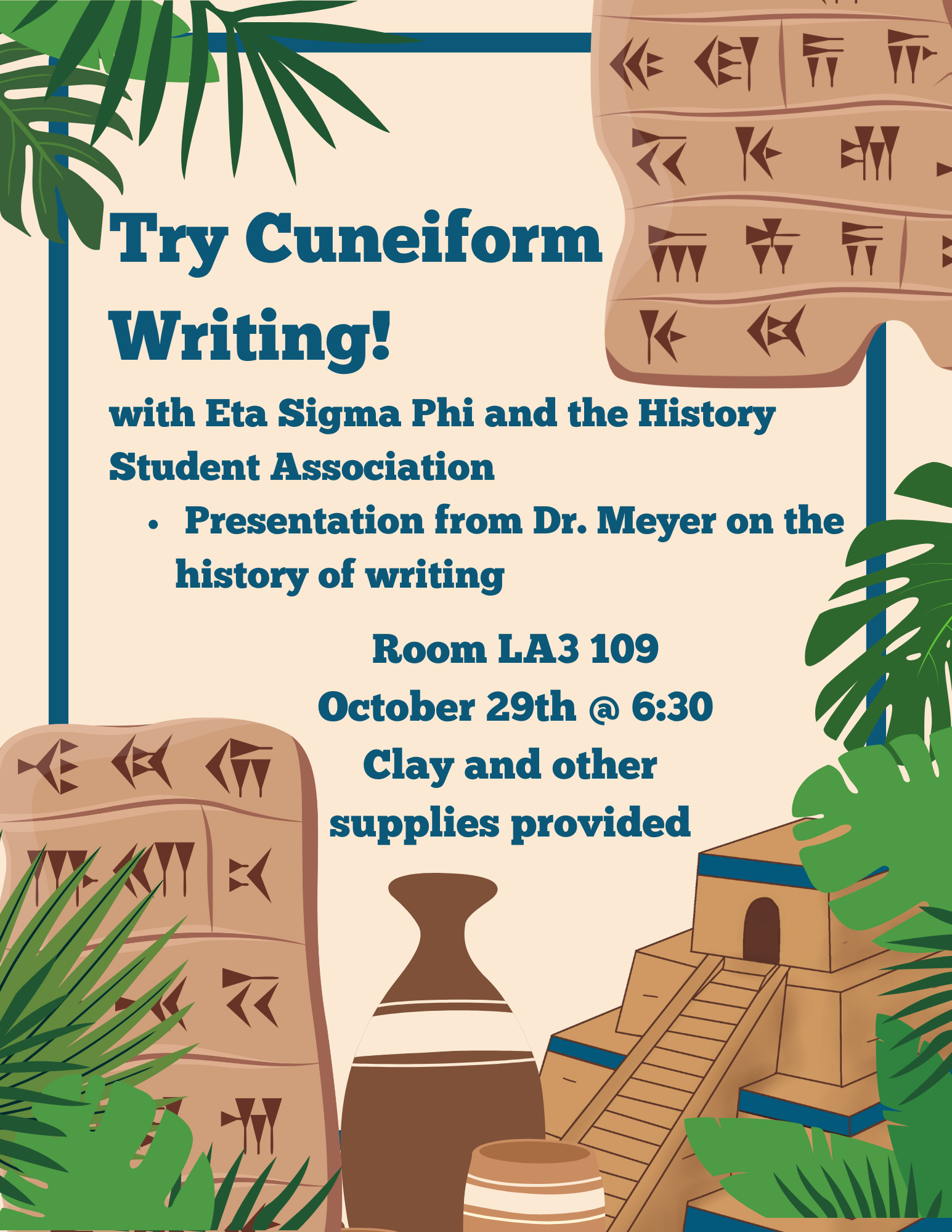 ziggurat and cuneiform tablets