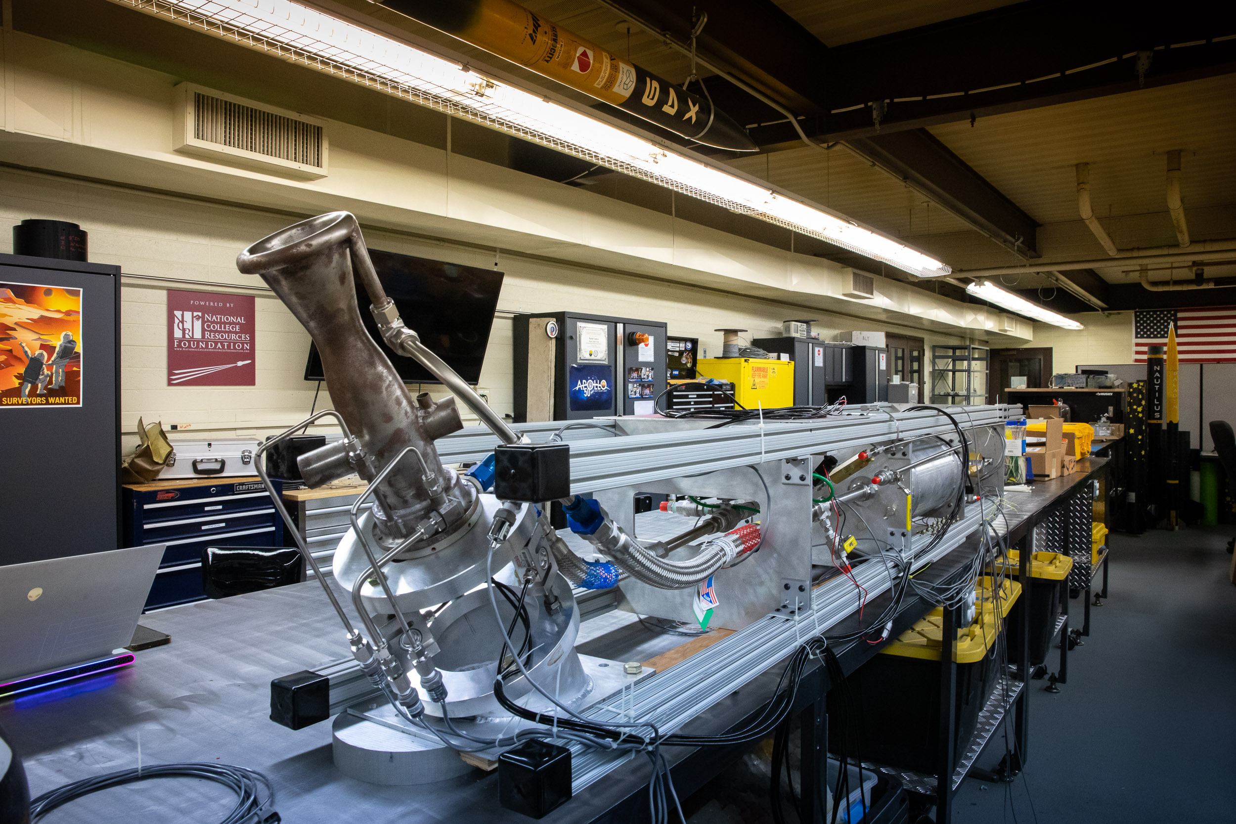 CSULB's Rocket Lab A rocket component inside a lab