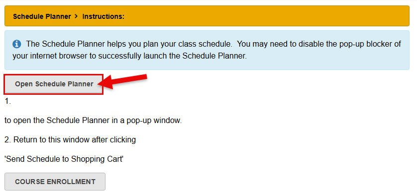 Screenshot of MyCSULB Student Center - Open Schedule Planner