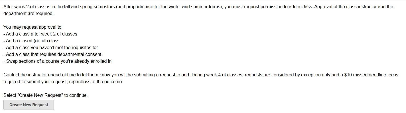 MyCSULB Student Center - Create new Permission to Add Request