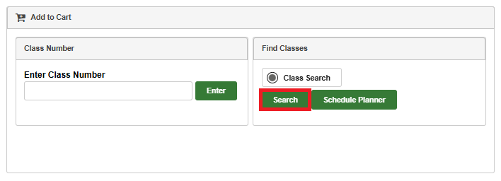 Screenshot of the MyCSULB Enroll page. The Search button is outlined in red.