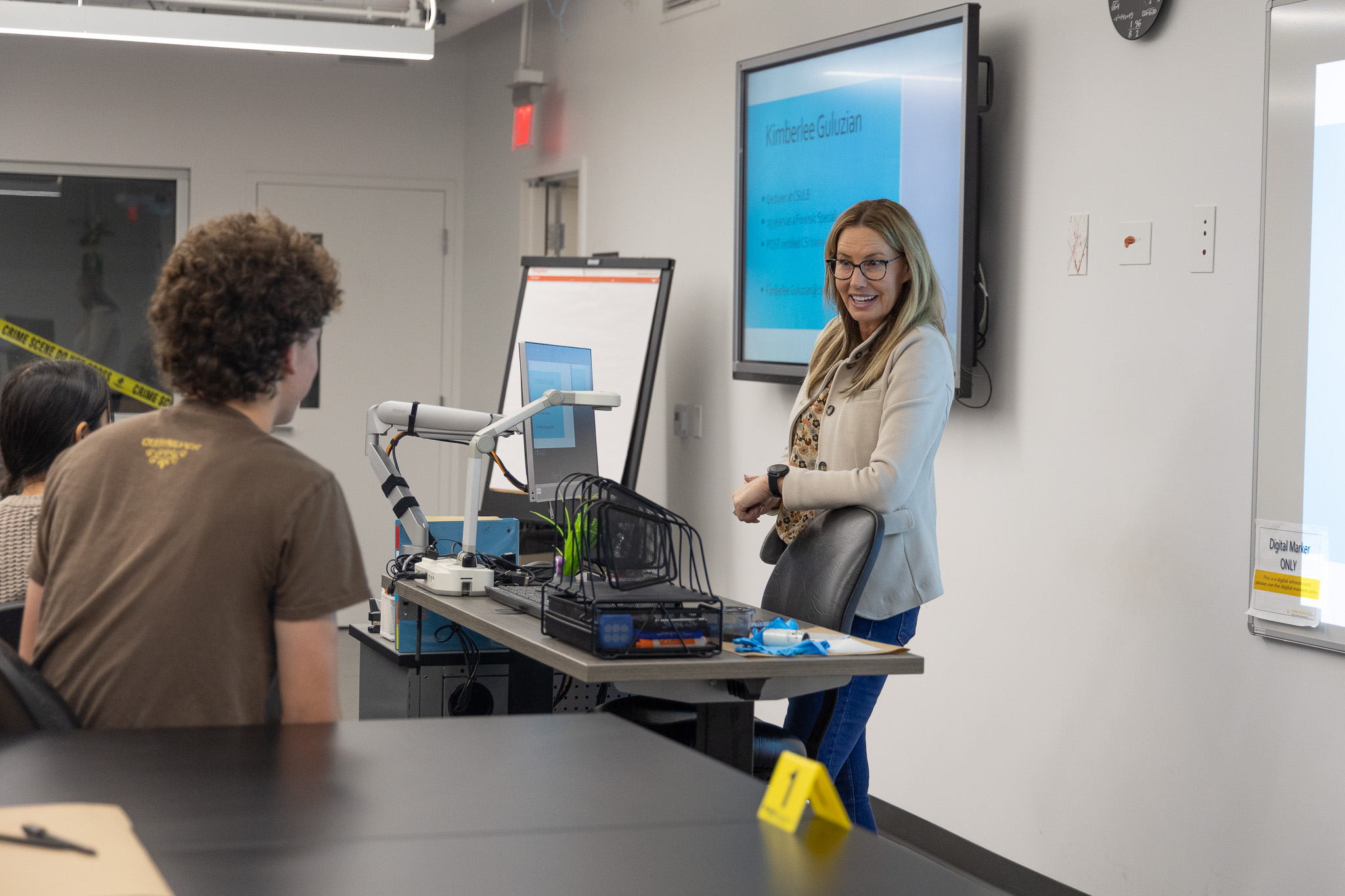 Prof. Guluzian lectures in class