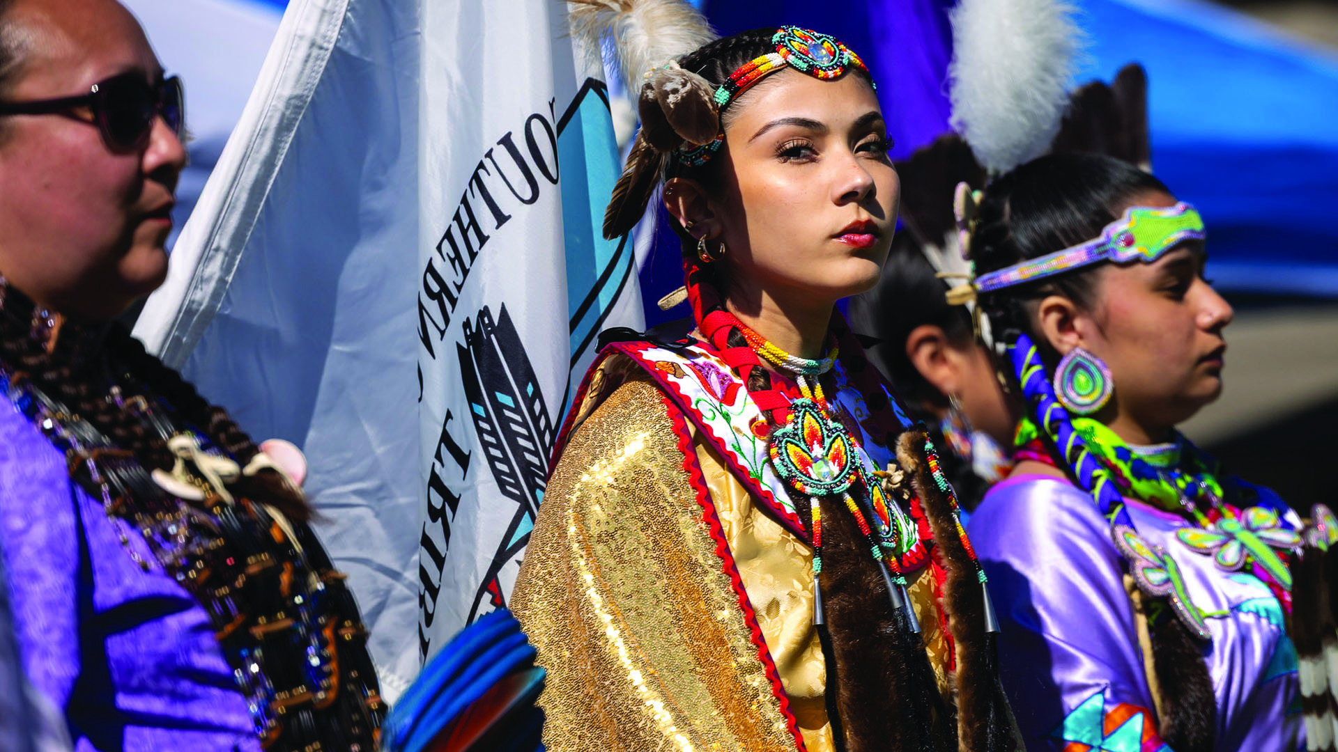 Participants attending a Pow Wow at CSULB