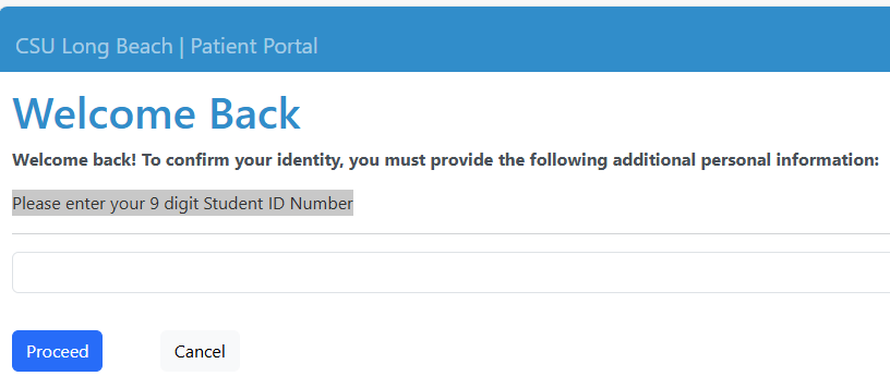 Patient Portal - 9 Digit Campus ID Image