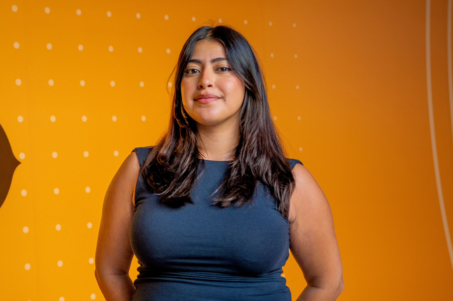 Portrait of Karina in a blue shirt