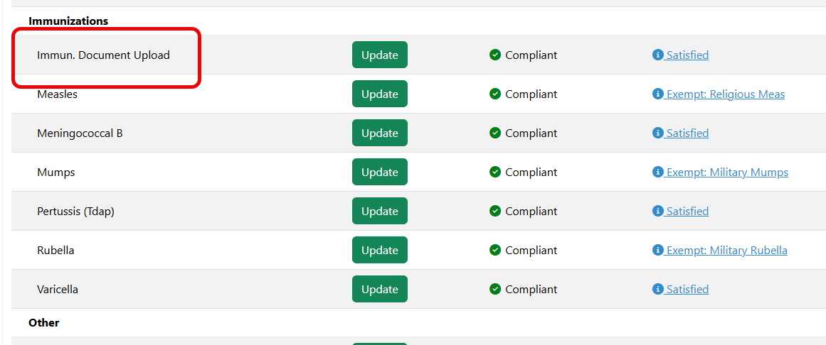 Patient Portal Immunization Upload