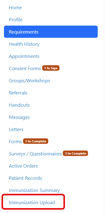 Patient Portal Upload location Image