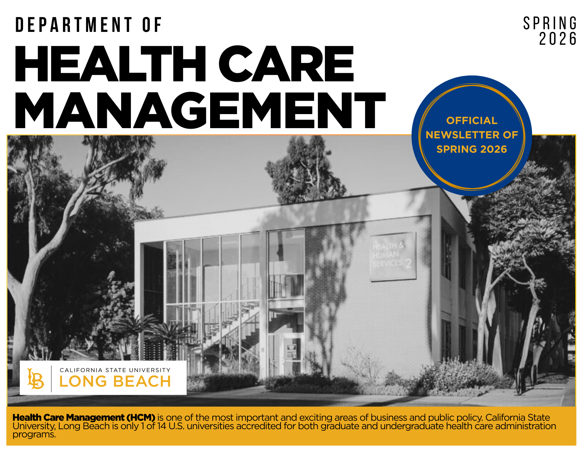 Health Care Management newsletter - image of front building