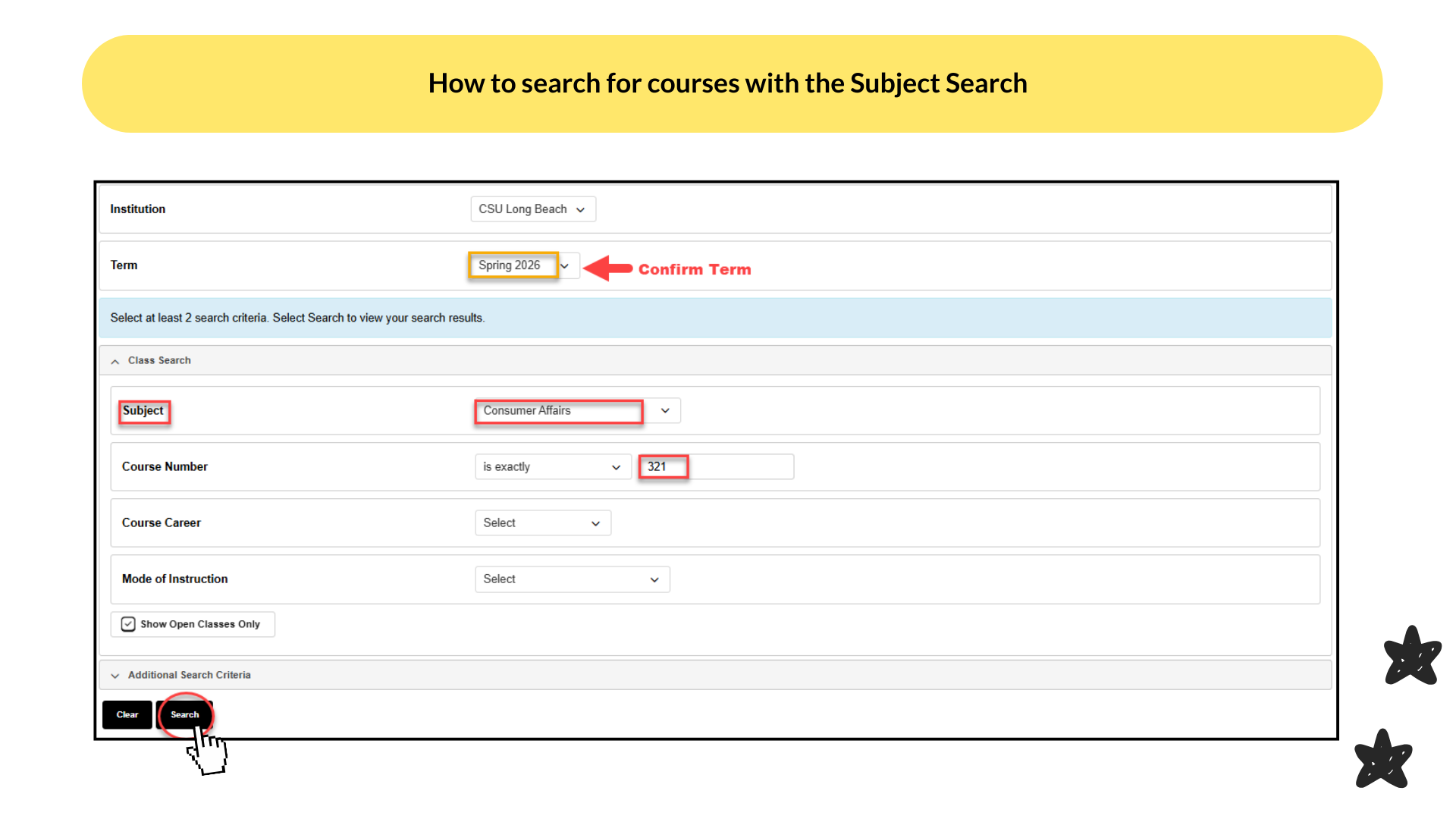 Search for Courses step 4