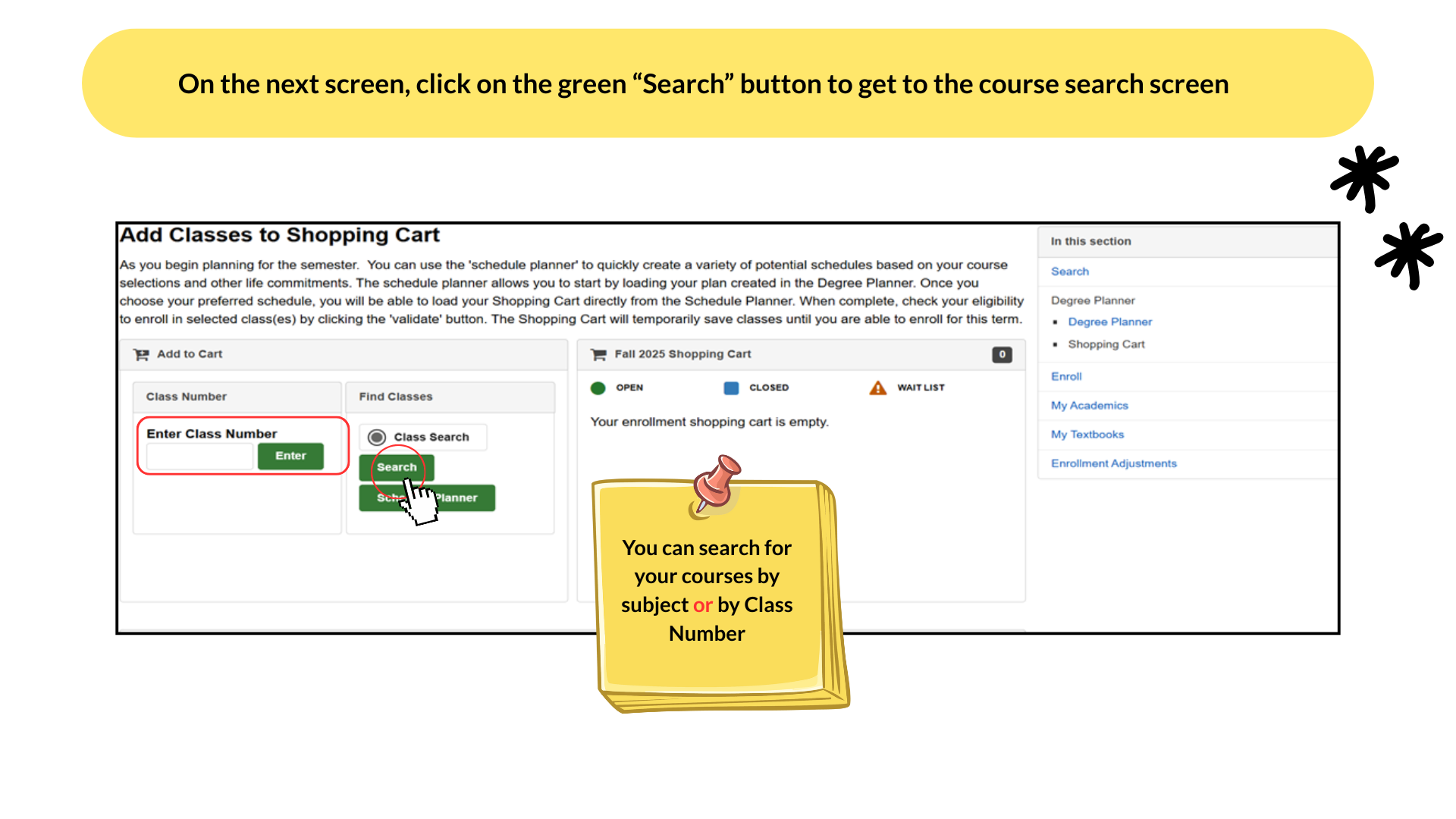 Search for Courses step 2