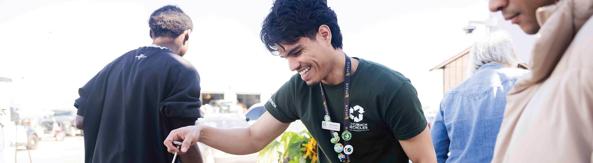 Colege Corps student helping out the community