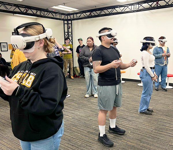 students in xr lab wearing vr headsets