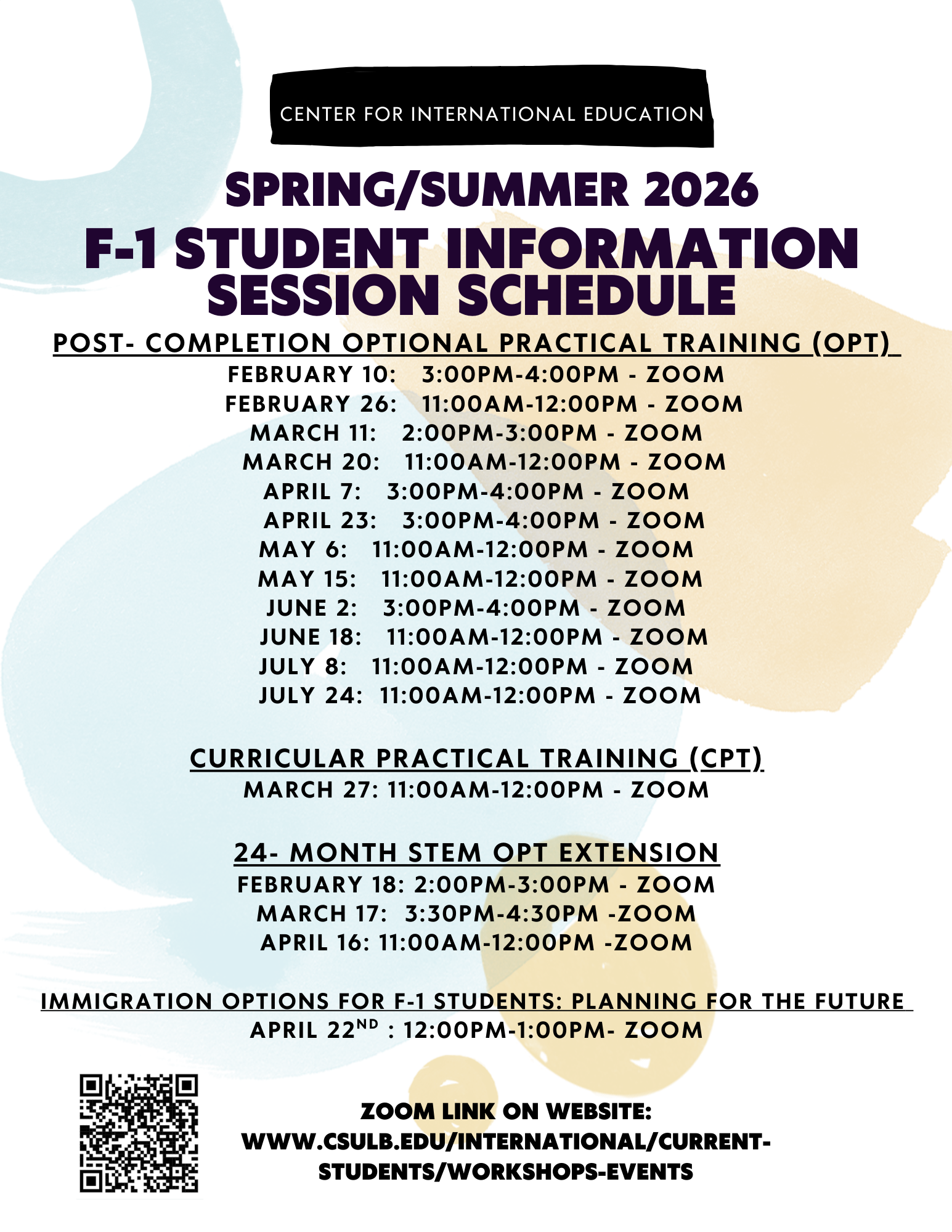 f1 Student Workshops Information 