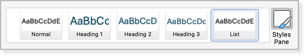 Microsoft Word styles ribbon