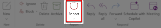 Report Phishing shield button within Outlook for Web Interface