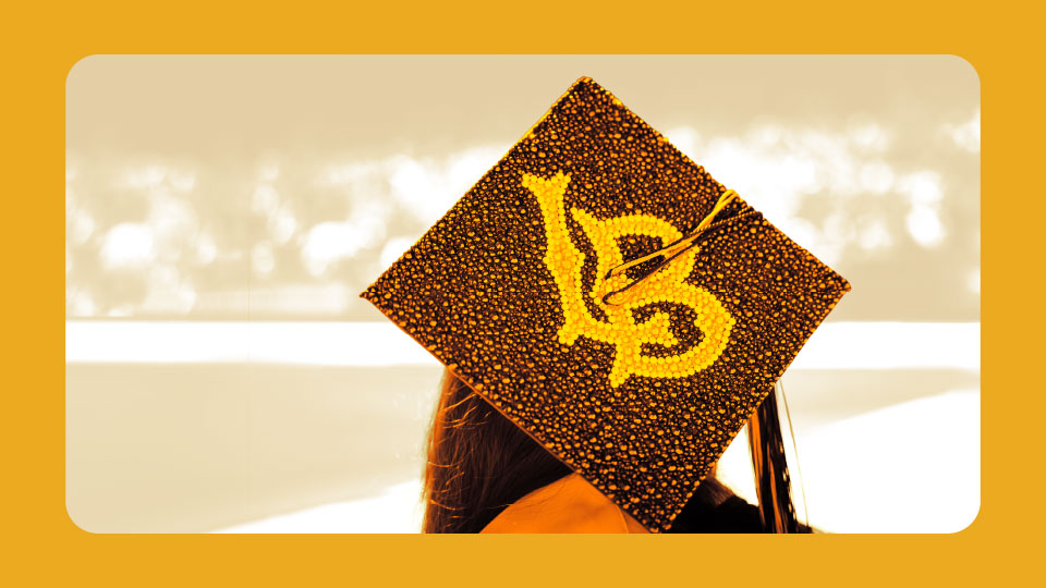 Commencement student with decorated cap