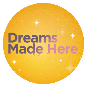 Dreams Made Here title image with animated sparkles
