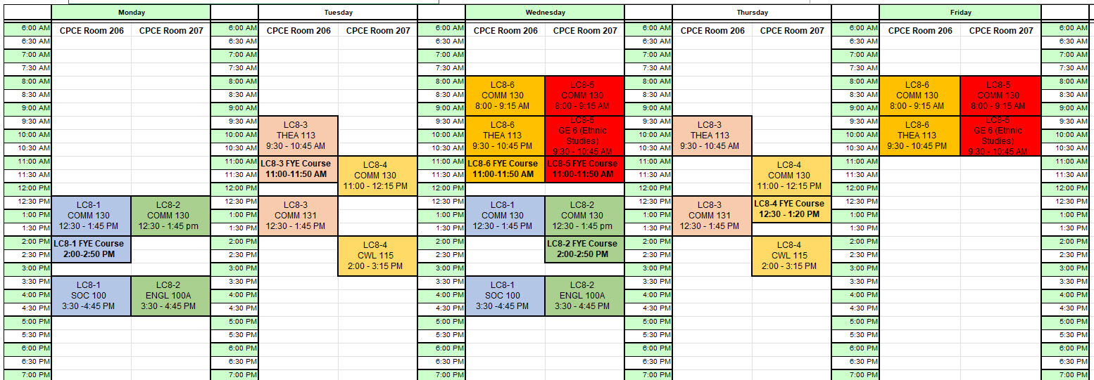 2026 UCUA - BEACH XP Cohorts. This is a visual calendar of all of the Beach XP Cohorts and their respective courses being offered.