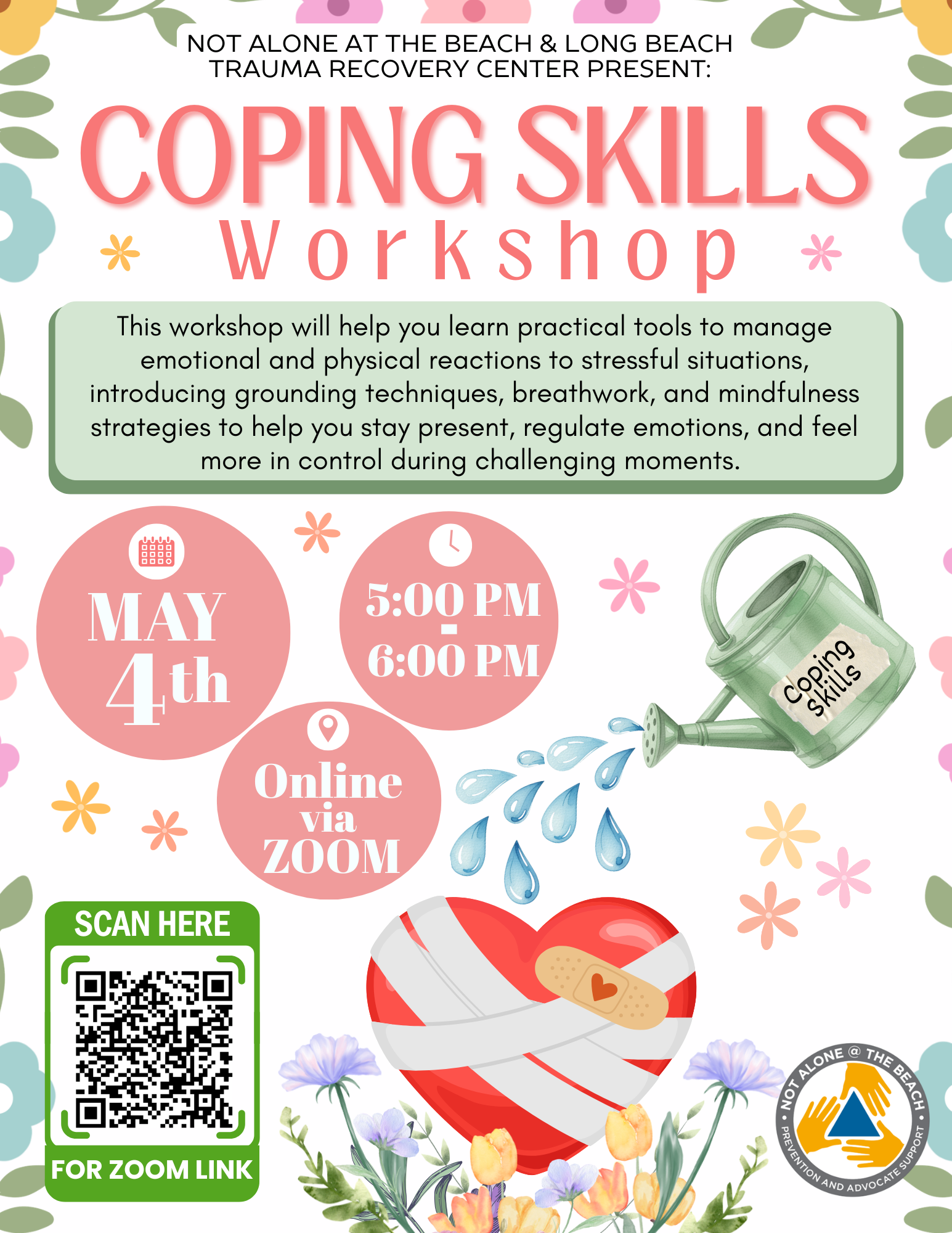 Coping Skills Workshop Flyer with QR code to register