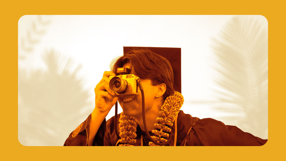 Commencement student with camera