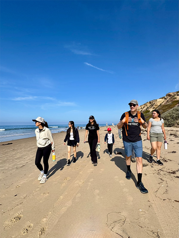 walking along the beach