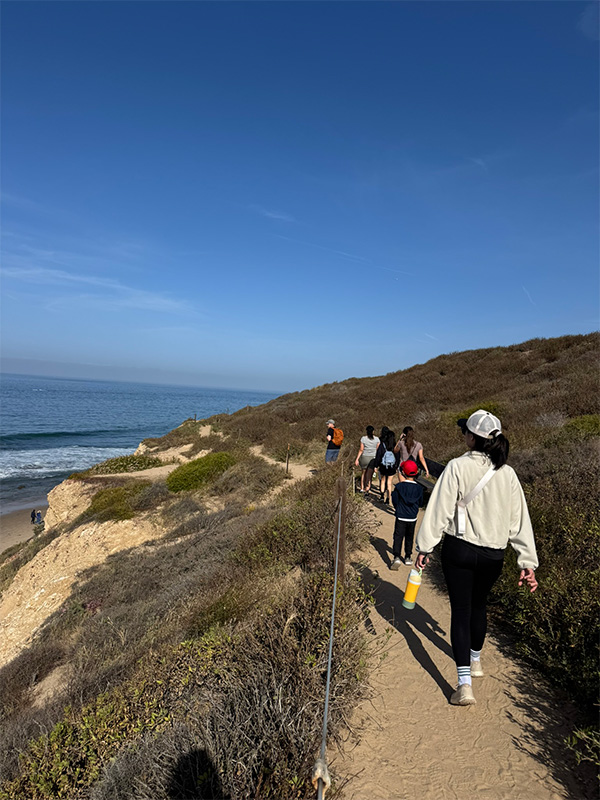 walking the trail down to the beach