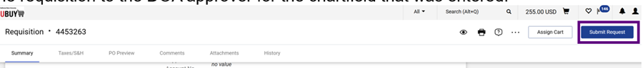 Select submit button request