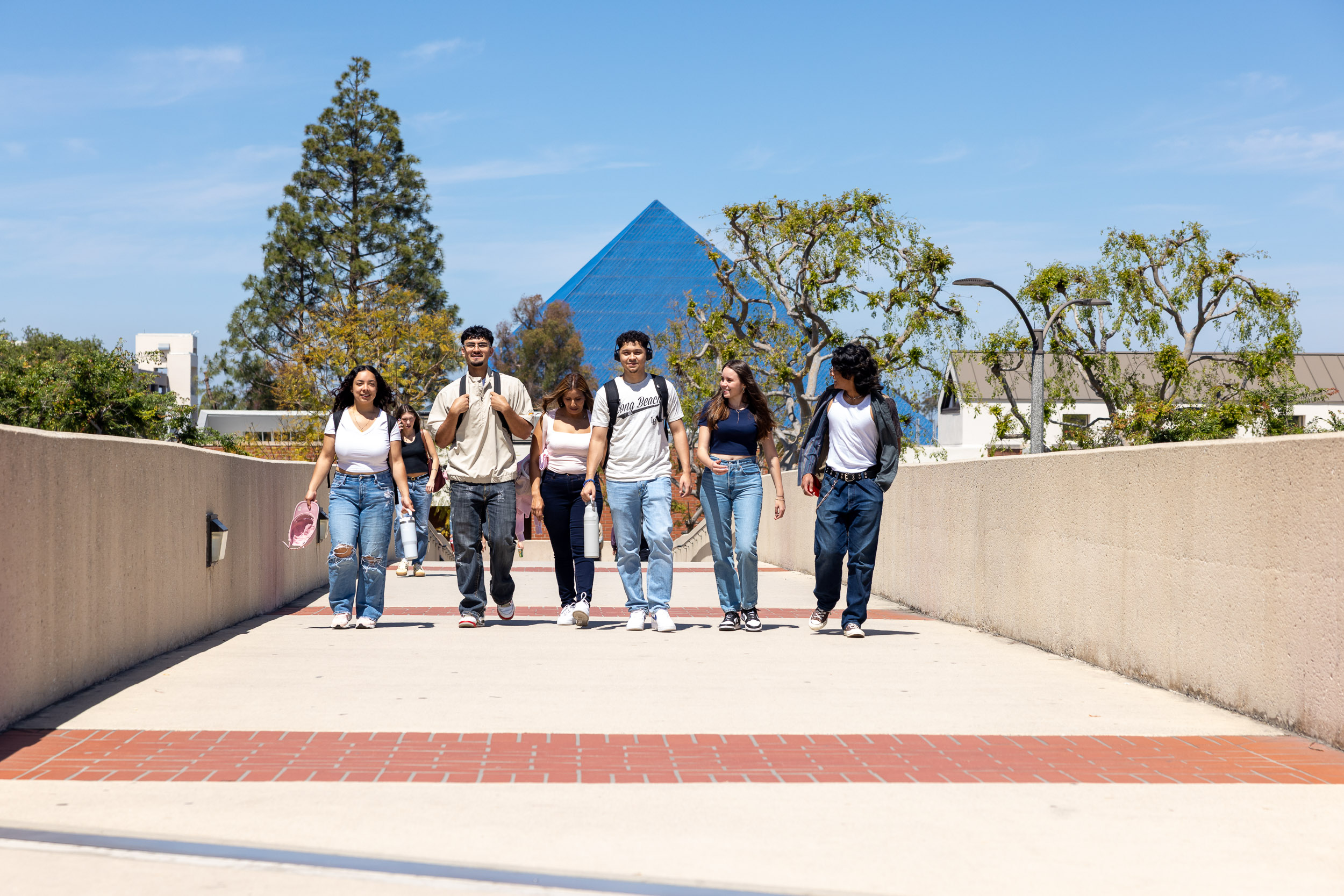 CSULB students walking on campus during summer