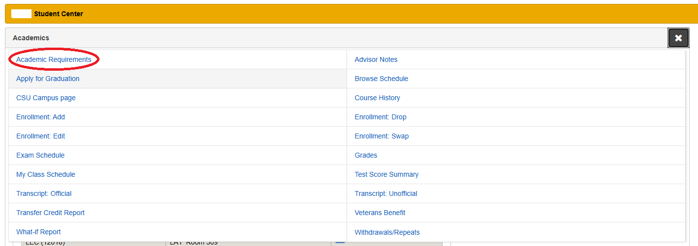 Academic requirement
