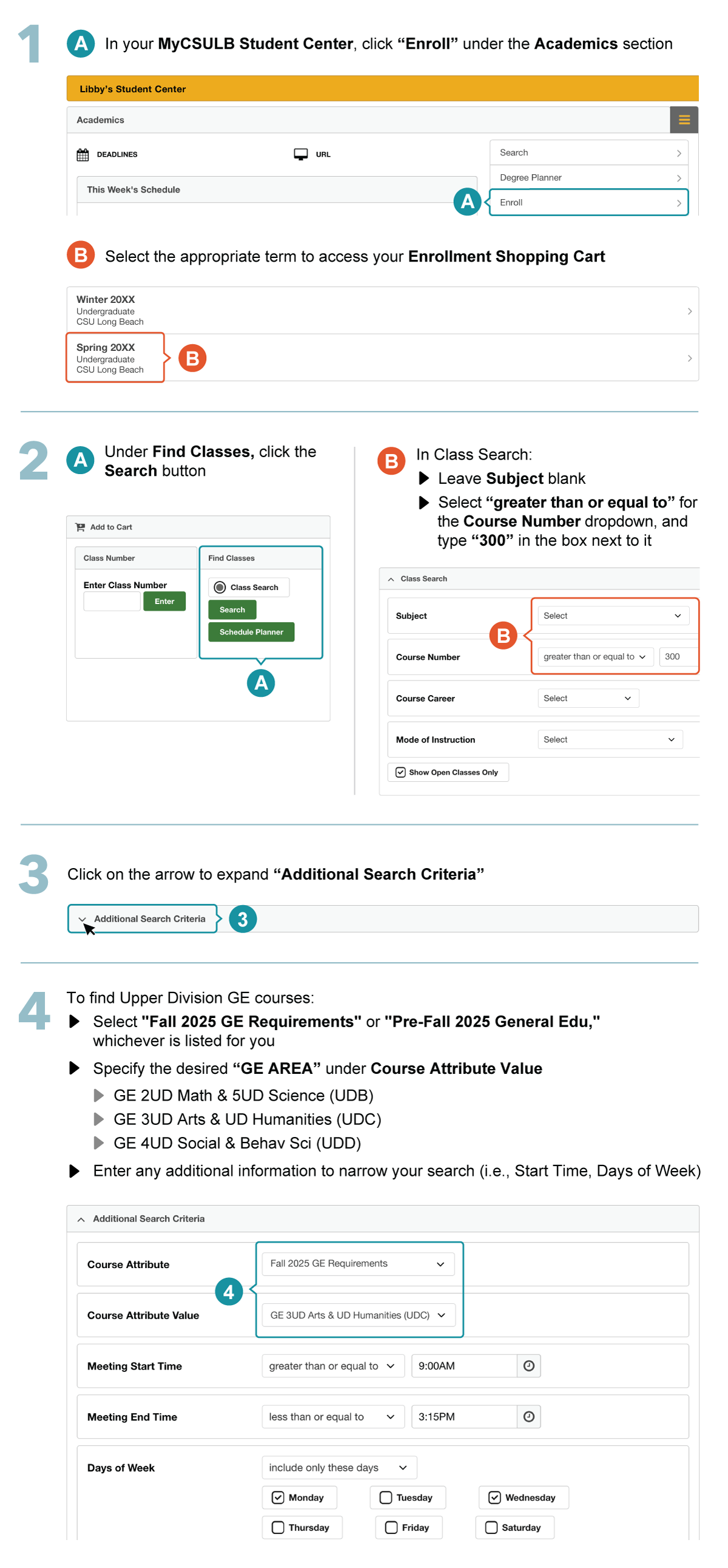 How to Search for Upper Division GE Courses