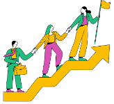 clipart people climbing stairs in teamwork