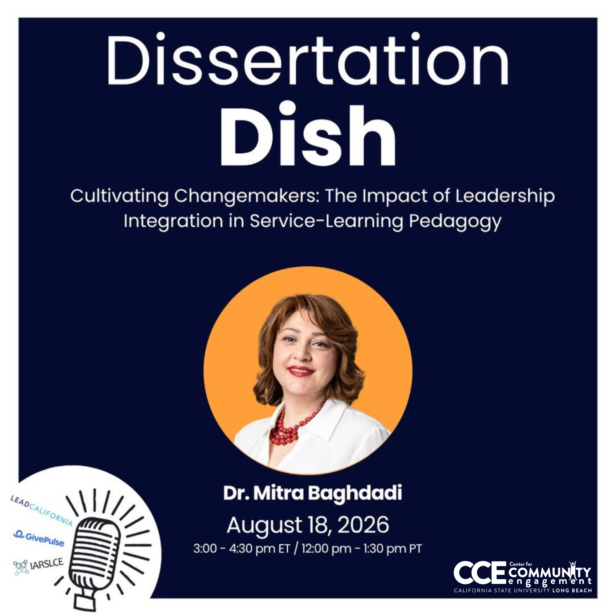link to registration, flyer for dissertation dish event by Mitra Baghdadi