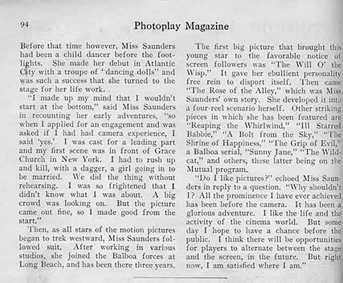 'Photoplay Magazine' Jackie Saunders Article - Page Three