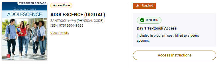 D1TA access codes option for digital textbooks.