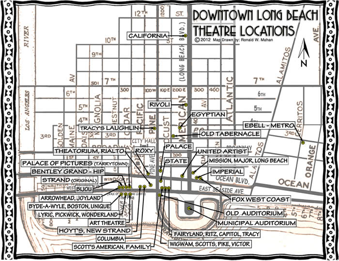 Map of Downtown Long Beach Theatres