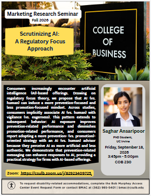 Marketing Research Seminar Fall 2026 Event details on webpage