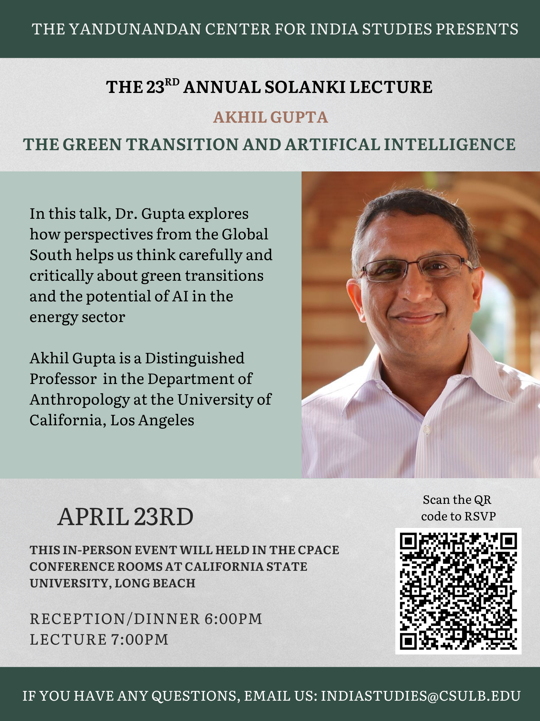 23rd Annual Solanki Lecture Flyer