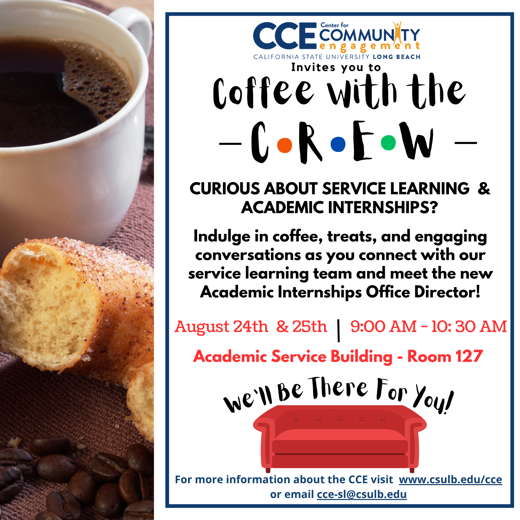 Coffee with the crew flyer August 24 and 25, 2023