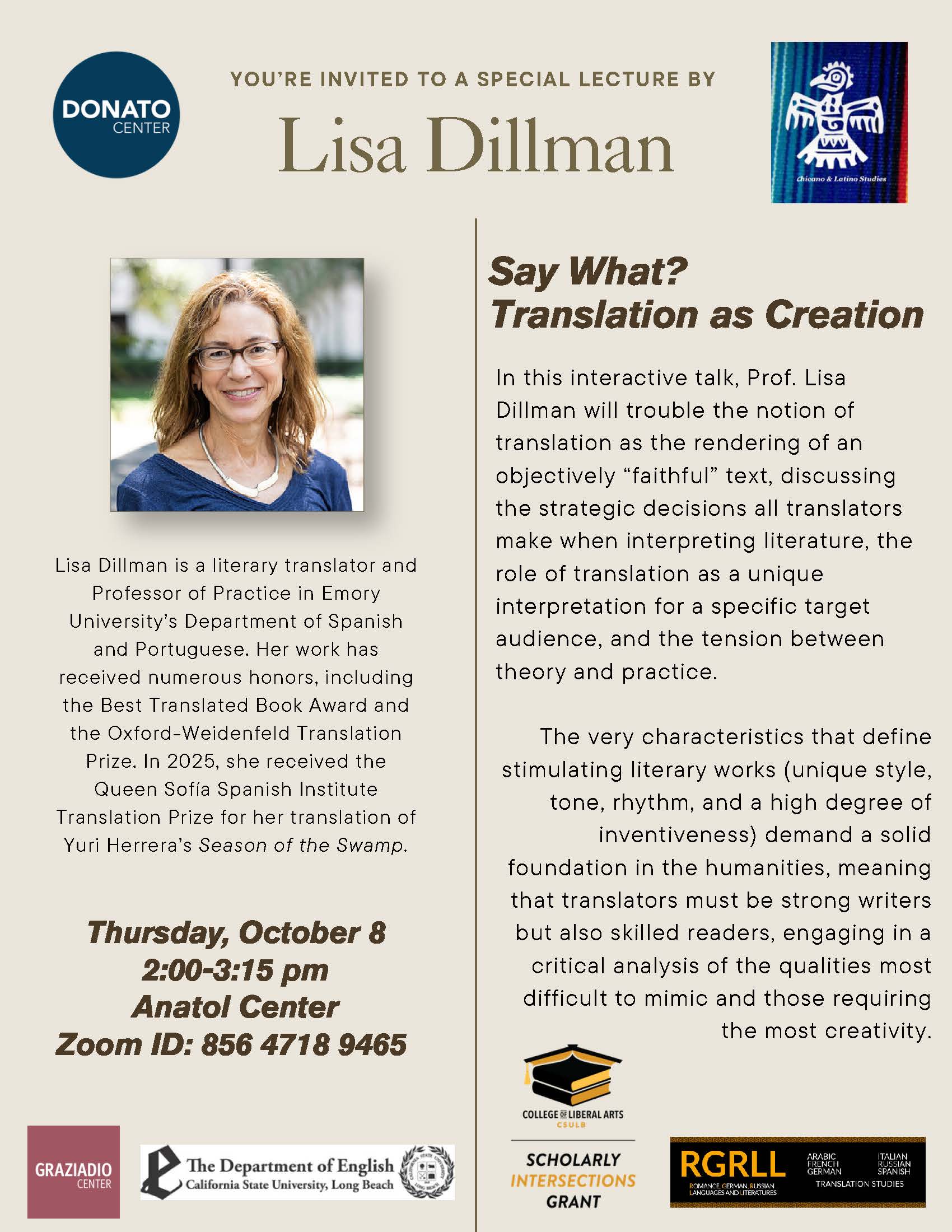Special lecture by Lisa Dillman