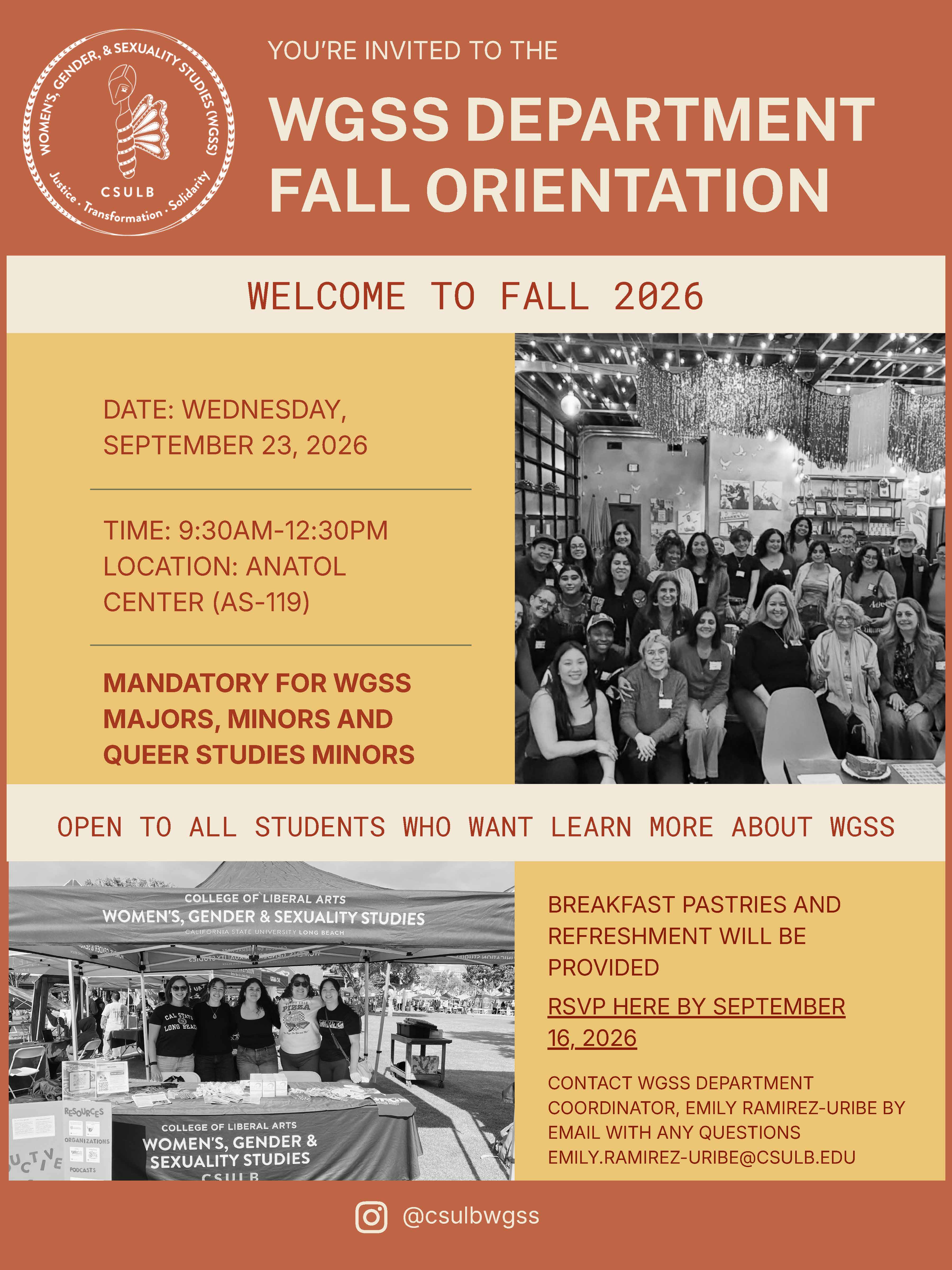WGSS Department Fall 2026 Orientation