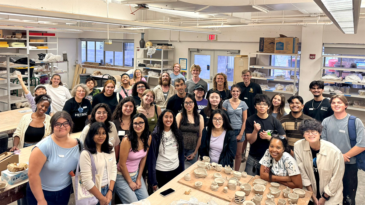 group in ceramics workshop