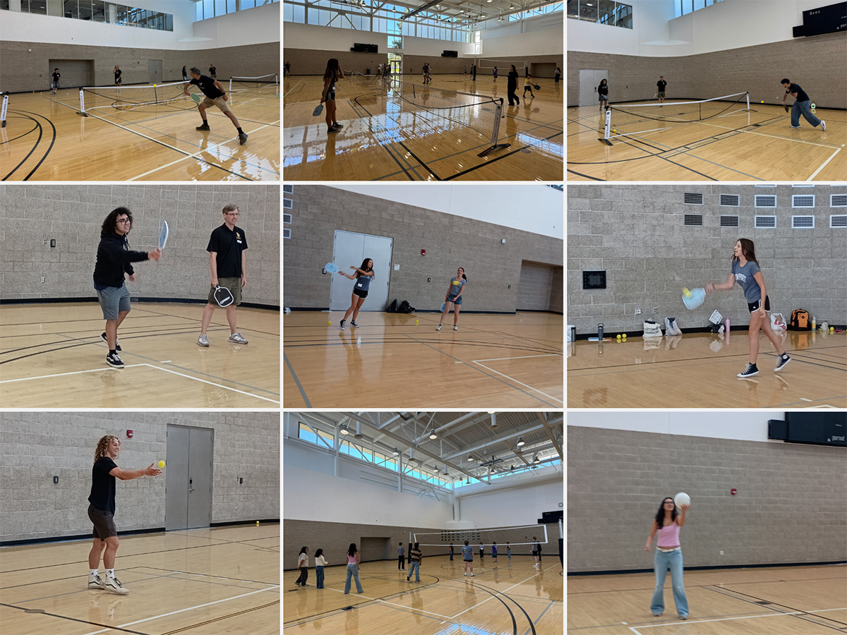 scholars playing pickleball and volleyball