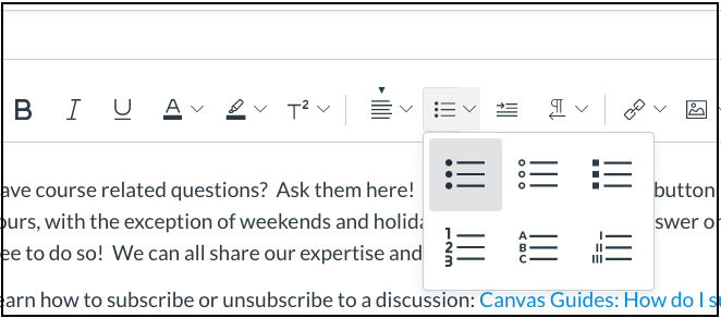 view of the rce bullet list icons