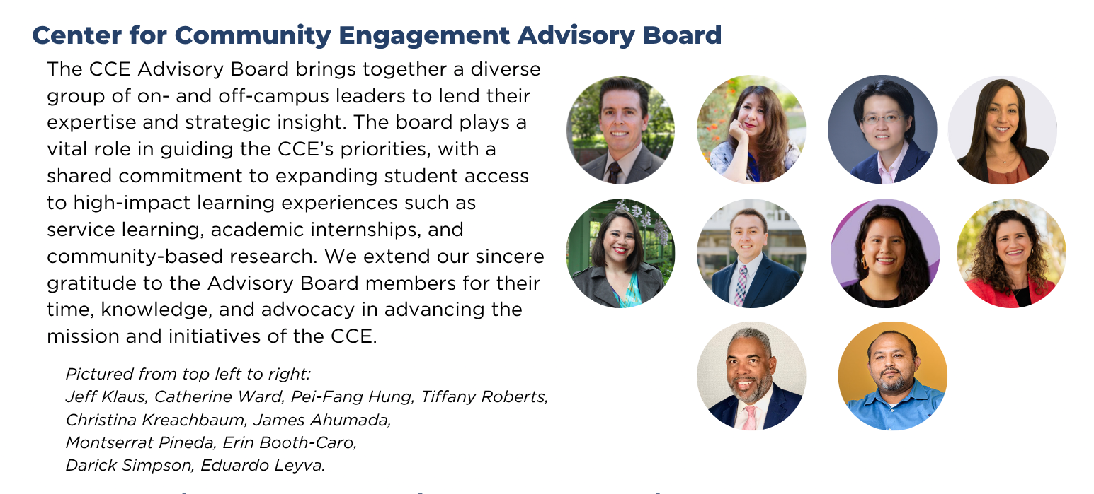 Headshots and description of the CCE Advisory Board