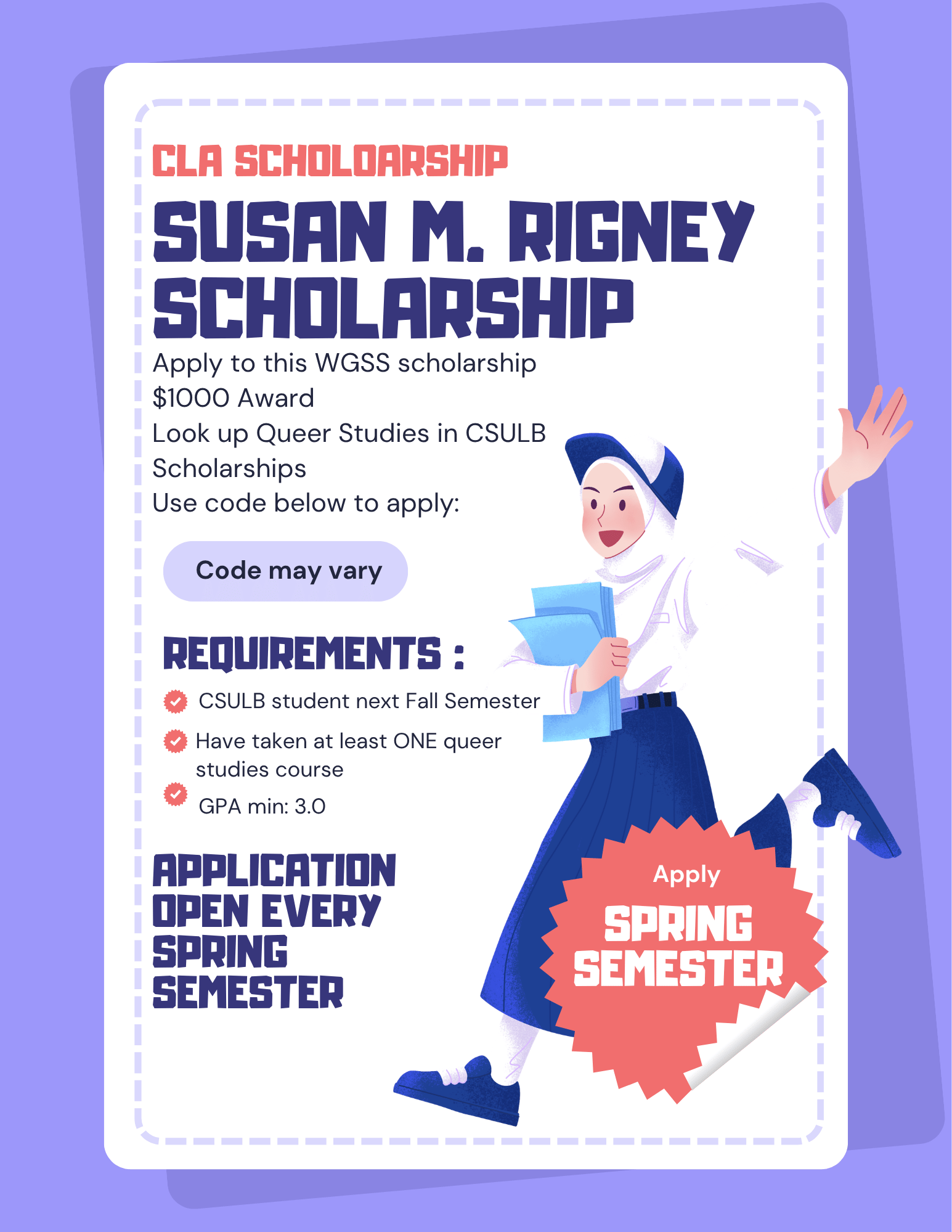 Susan M Rigney Scholarship General Flyer