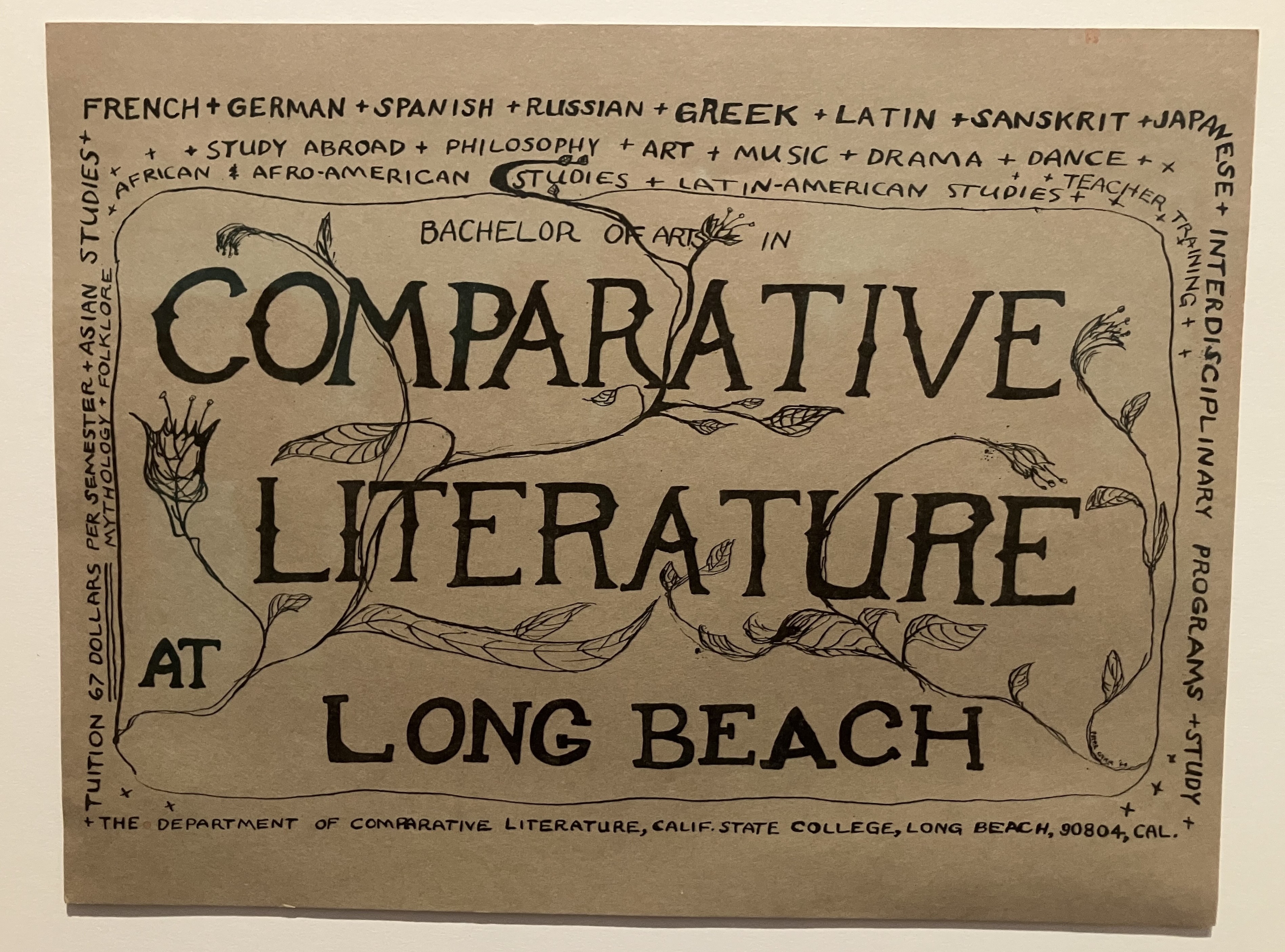 hand drawn flyer with all the languages in comp lit