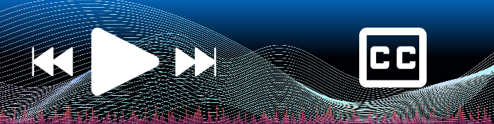 video player controls icons and sound waves